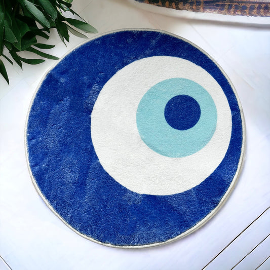 Nazar Boze Oog tapijt van 60x60 cm, ideaal voor elke kamer. Gemaakt van hoogwaardige materialen voor duurzaamheid en comfort. Perfect voor kleinere ruimtes en gemakkelijk te onderhouden, voegt een unieke en beschermende touch toe aan je interieur