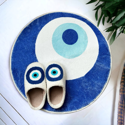 Nazar Boze Oog tapijt van 60x60 cm, ideaal voor elke kamer. Gemaakt van hoogwaardige materialen voor duurzaamheid en comfort. Perfect voor kleinere ruimtes en gemakkelijk te onderhouden, voegt een unieke en beschermende touch toe aan je interieur
