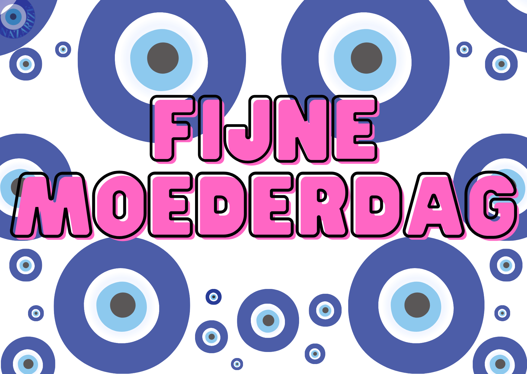 Fijne Moederdag wenskaart met boze oog, A6 formaat (105 x 148 mm), enkelzijdig, inclusief envelop. Combineert liefdevolle wensen met het beschermende boze oog symbool.