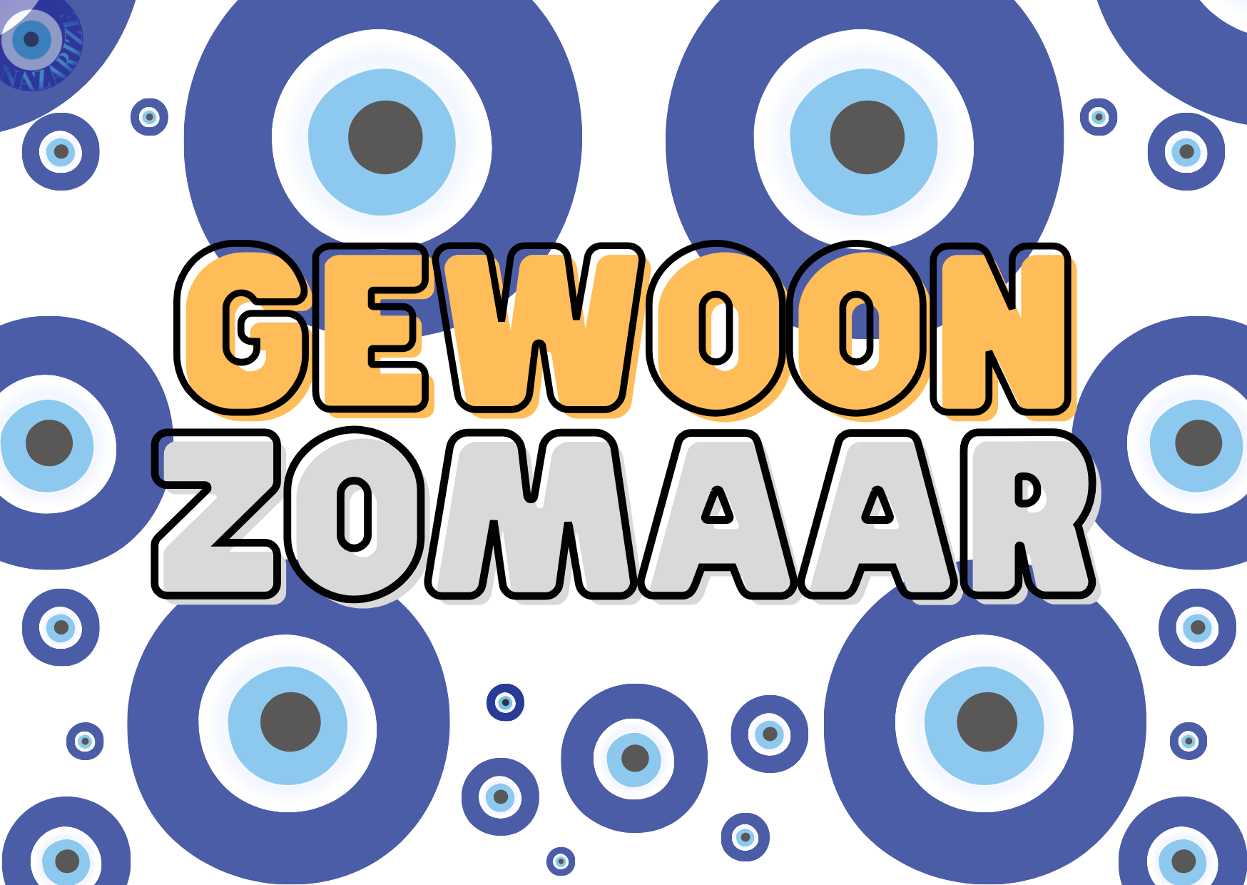 Gewoon Zomaar wenskaart met boze oog, ideaal om iemand onverwacht een glimlach te bezorgen en tegelijkertijd bescherming te bieden. Inclusief envelop. Enkel A6 (105 x 148 mm), perfect voor een spontane verrassing en extra positieve energie