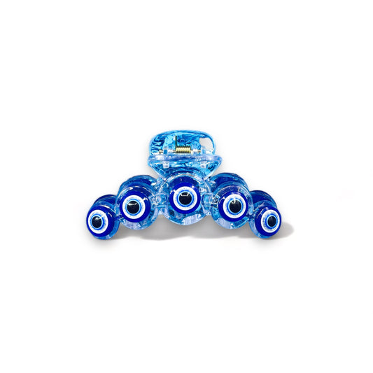 Nazar Lucky haarklem van 11 cm lang en 5,2 cm hoog, gemaakt van duurzaam plastic. Transparante look, stevige grip, ideaal voor verschillende haartypes en -stijlen, houdt je haar de hele dag op zijn plaats.