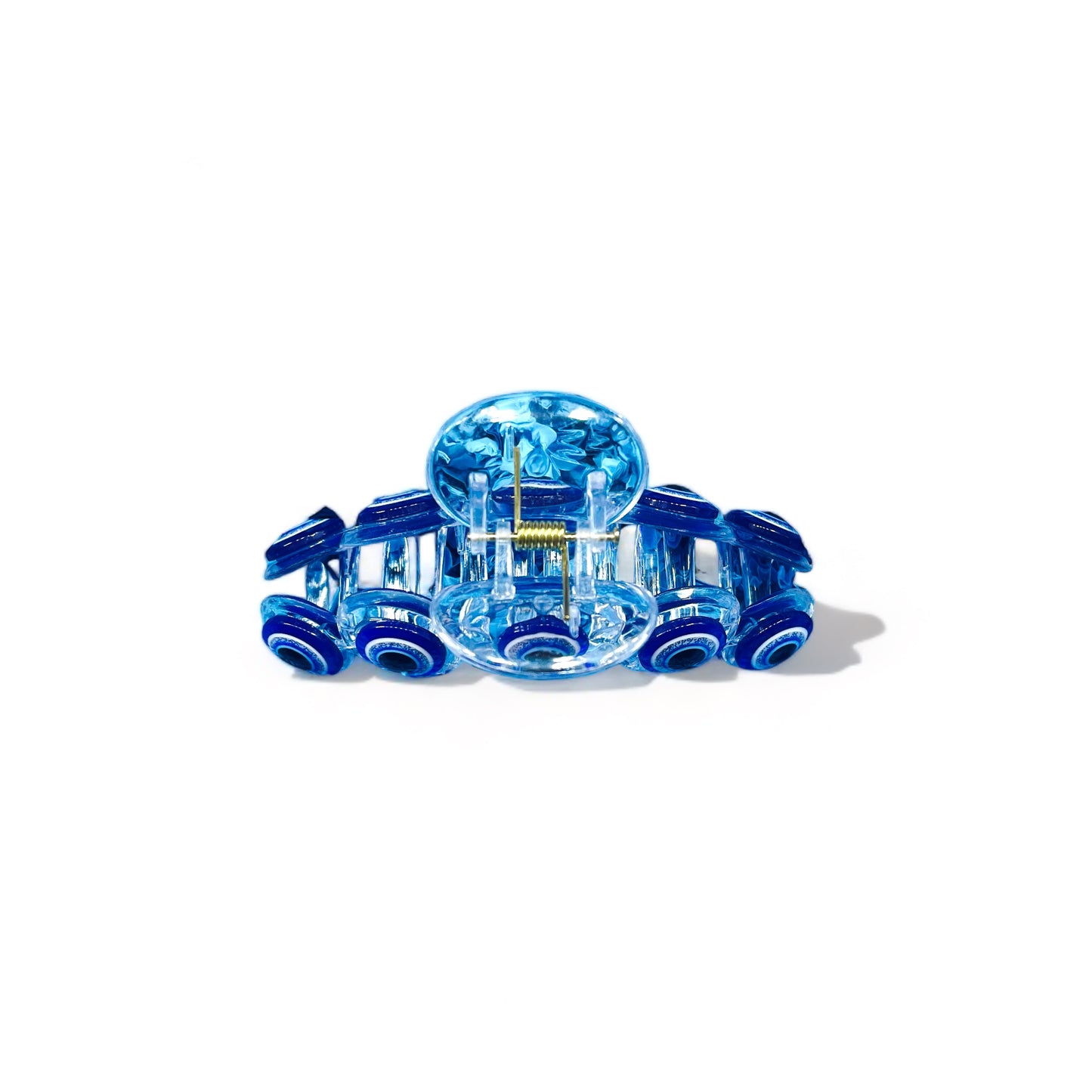 Nazar Lucky haarklem van 11 cm lang en 5,2 cm hoog, gemaakt van duurzaam plastic. Transparante look, stevige grip, ideaal voor verschillende haartypes en -stijlen, houdt je haar de hele dag op zijn plaats.