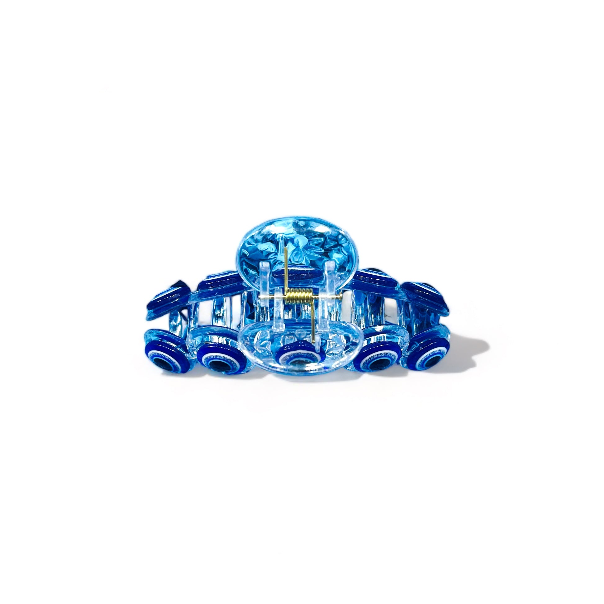 Nazar Lucky haarklem van 11 cm lang en 5,2 cm hoog, gemaakt van duurzaam plastic. Transparante look, stevige grip, ideaal voor verschillende haartypes en -stijlen, houdt je haar de hele dag op zijn plaats.