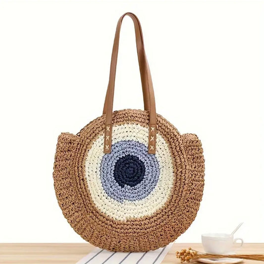Boze Oog Stormi Schoudertas in stijlvol bruin, met afmetingen van 39x39 cm, veilige ritssluiting, ruime opbergruimte, en duurzame kwaliteit. Ideaal voor het strand of dagelijks gebruik