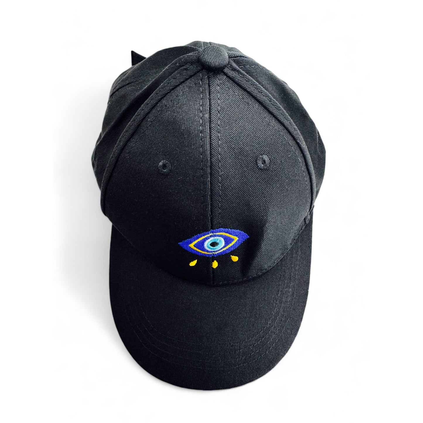 Boze Oog pet in zwart, unisex en gemaakt van 100% polyester voor comfort en duurzaamheid, een stijlvolle toevoeging aan je dagelijkse look.